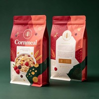 Pochette à fond plat personnalisée, qualité alimentaire, fermeture éclair, résistante à l'humidité, emballage barrière pour céréales, flocons d'avoine, petit-déjeuner, stockage