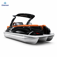 Bateau ponton de luxe 12 places à entretien facile et style unique, avec arche électrique et salon avant, idéal pour les fêtes sur le lac, les rassemblements familiaux et la pêche