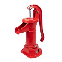 Rote manuelle Wasserpumpe, bleifreie Gusseisen-Krugpumpe, handbetriebene Brunnenpumpe für den Haushalt, Bauernhof und Garten.
