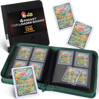 KAVO Faux Cuir Moderne pour Classeur - 4 Pochettes 128 Emplacements pour Cartes à Collectionner avec Fermeture Éclair pour Yugioh/Sports