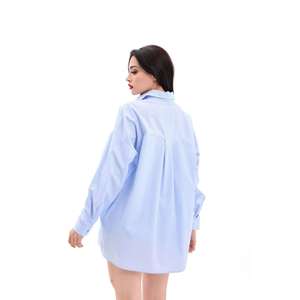 Camisa de Popelina Asimétrica para Mujer 7448, con Rayas Milano, Cierre de Botones, para Uso Diario - Product Image 1