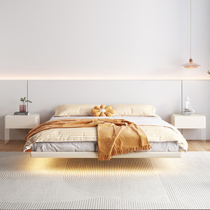 เตียงลอยแบบมินิมอลสมัยใหม่ ขนาดคู่ ทนทาน เฟอร์นิเจอร์ห้องนอนโรงแรม - Product Image 3