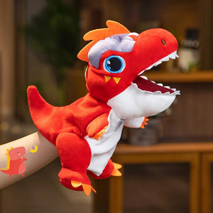 V281 新デザインリアルなぬいぐるみレッドティラノサウルスハンドパペットぬいぐるみおもちゃ卸売パペット恐竜ハンドコントロールストーリーテリング用 - Product Image 1