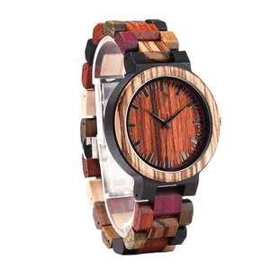 Часы с разноцветными деревянными ремешками, унисекс, 2020