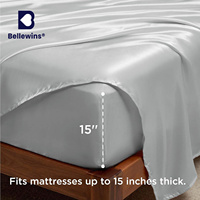 Bellewins – Parure de draps en satin 4 pièces, luxueuse, inaltérable, anti-plis, douce pour les cheveux et la peau, similaire au soie
