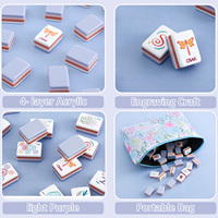 Stock US | Tuiles de mahjong American Purple Lady American Mahjong, 160 tuiles en acrylique, tuiles de mahjong en jade