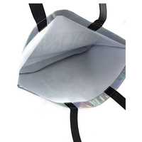 Grand sac holographique rose Logo personnalisé argent irisé réutilisable sac fourre-tout brillant