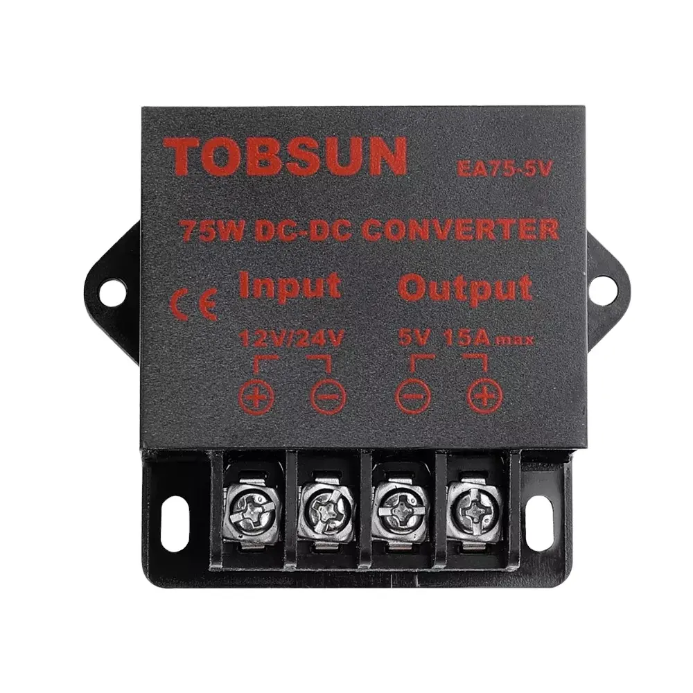 Tobsun-convertidor electrónico de corriente continua, módulo de potencia y regulador de voltaje con reducción para Led Solar Tv, 12v, 24v a 5v, 15a, 75w