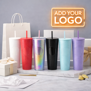 Custom 24oz Double Wall Plastic Mug Acrylic Reusable <b>Cold</b> Pineapple <b>Cup</b> Matte Studded Tumbler With Lids and Straws - Product Image 5