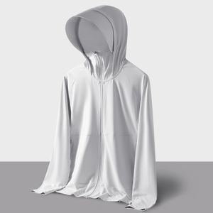 Ropa de protección solar UPF50+ para exteriores con logotipo personalizado, para hombre, de verano, anti-ultravioleta, de seda helada, fresca, con capucha, para pesca, delgada y transpirable. - Product Image 2