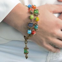Vente chaude Personnalisé Arc-En-Coeur Charme Bracelet Millefiori Bijoux Amour Coeur Bracelet Bijoux En Verre De Murano Bracelet Pendentif En Verre