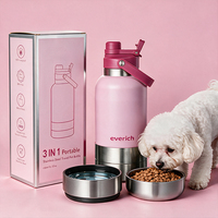 Échantillon Gratuit - Bouteille d'Eau pour Animaux de Compagnie 3-en-1 en Acier Inoxydable 304 de 32 oz avec Bols de Rangement Intégrés, Portable, Anti-Fuite pour Voyage, Facile à Transporter
