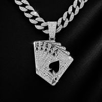 Chaîne Cuban Link en alliage avec fermoir boîte, style jeu de cartes, bijoux de mode Hip Hop Streetwear audacieux et chic urbain pour hommes, collier pour hommes en gros