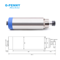 Moteur de broche refroidi par air 2,2 kW ER20 220V/380V D80mm avec 4 roulements et support 80mm et onduleur 2,2 kW G-PENNY pour fraisage 0-24000 tr/min