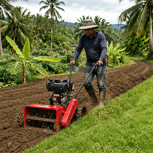 <b>Walk</b> Behind Petrol Weeder Tiller <b>Machine</b> Multifunctional Garden Cultivator For Farming - Product Image 1