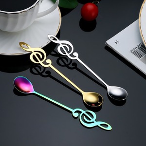 Manufacturer's stainless steel musical note <b>spoon</b>, long-handled <b>coffee</b> and bird's nest stirring <b>spoon</b>, high-value gold dessert - Product Image 3
