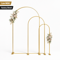 Ensemble de 3 supports d'arche métalliques dorés pour toile de fond, cadre en fer cintré pour cérémonie de mariage, douche nuptiale, fête, décoration florale