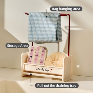 Kitchen Dishcloth Holder for Towel Rag Hanger Sink Sponge Holder <b>Rack</b> Shelf Kitchen Bathroom <b>Dish</b> Cloth Drain Organizer - Product Image 3