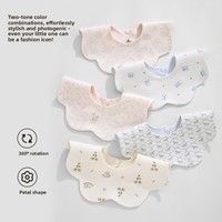 Bavoirs pour bébé réversibles en coton mousseline respirant, imperméables, double face, avec bouton, pour la bave et les éructations
