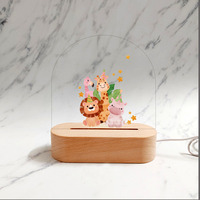 Vente en gros de support de base de veilleuse d'affichage à LED en bois lampe à LED 3d socle de lumière en bois pour le bricolage acrylique