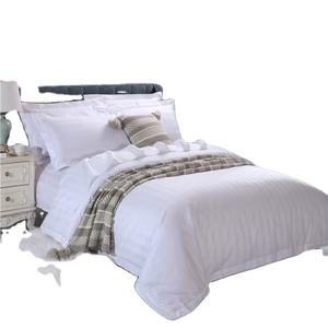 4 pezzi 100% cotone a righe tessili per la casa Set biancheria da letto lenzuolo con angoli piatti lenzuolo con <span class=keywords><strong>2</strong></span> federe per Hotel - Product Image 1