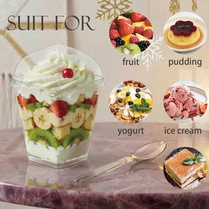 ถ้วย<span class=keywords><strong>ขนม</strong></span>พลาสติกใส PS แบบใช้ซ้ำได้ ขนาด 5 ออนซ์ จำนวน 50 ใบ พร้อมฝาและช้อน เกรดสำหรับอาหาร เหมาะสำหรับงานปาร์ตี้ - Product Image 6