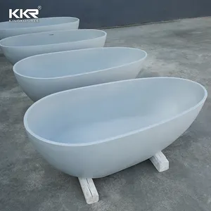 Popular Egg Shape High Quality Solid Surface Large Small Size Soaking Two Person Freestanding Bathtub