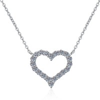 Conjunto de Joyería de Plata de Ley S925 con Colgante en Forma de Corazón, Collar, Pulsera, Anillo y Pendientes de Moissanita para Mujer