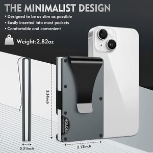 Ví nam nhỏ gọn bằng kim loại chống RFID, có kẹp tiền, thiết kế tối giản, in logo tùy chỉnh - Product Image 5