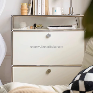 เฟอร์นิเจอร์โมดูลาร์แบบ DIY ทำจากสแตนเลสทันสมัยแบบนอร์ดิกพร้อมลูกล้อสำหรับห้องนั่งเล่นที่เก็บของในห้องนอน - Product Image 4