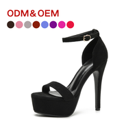 Sandales à talons ultra-hauts en daim 2026, plateforme épaisse de 135 cm, bout ouvert, fermeture à boucle pour femmes - Chaussures de soirée, de défilé et de pole-dance