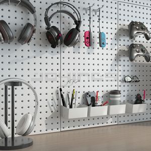 Escritorio de dormitorio, oficina, tablero de metal, almacenamiento y exhibición en el hogar, precio al por mayor, placa blanca, tablero de clavijas de pared sin perforaciones - Product Image 2