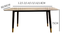 Ensemble de table à manger moderne de style italien européen, extensible, avec plateau en marbre, structure en métal, plateau en pierre frittée et pieds décorés d'or