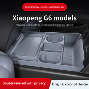 Boîte de rangement inférieure centrale pour voiture Xiaopeng G6, organisateur en silicone, 4 à 7 compartiments, style moderne, couleur originale - Product Image 1
