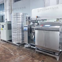 Machine de fabrication de cosmétiques 25L avec émulsifiant à levage, système de pesage PLC et refroidisseur d'eau 10HP