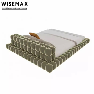 WISEMAX MUEBLES Diseño minimalista nórdico suave elástico Esponja Tela de gamuza hogar sofás camas <span class=keywords><strong>Cama</strong></span> de madera maciza Muebles para hotel - Product Image 6