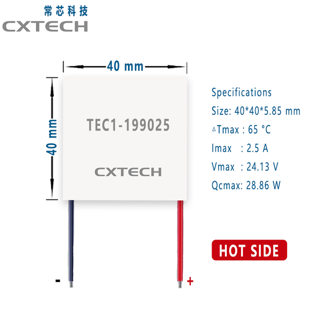 TEC1-199025 40*40mm 24V Semiconductor Cooling Electronic Devices Electric Vehicle Thermal Management TEC Peltier Module