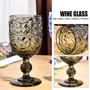 Samyo 340ml <strong>Glassware</strong> Pressed Embossed Vintage <strong>Diamond</strong> Goblet Glass Wedding Colorful Wine Glasses - Product Image 3