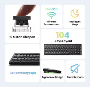 <span class=keywords><strong>Clavier</strong></span> <span class=keywords><strong>sans</strong></span> <span class=keywords><strong>fil</strong></span> UGREEN KU004 2,4 GHz, disposition 104 touches pour ordinateur portable, ordinateur de bureau, Windows, Mac OS, accessoires <span class=keywords><strong>PC</strong></span>, touches anglaises - Product Image 4