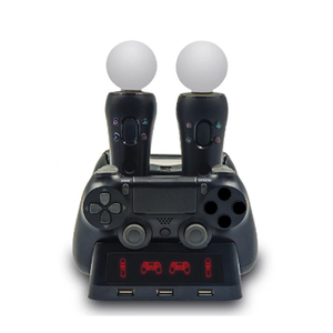 Taşınabilir 4 in 1 şarj doku için <span class=keywords><strong>PS4</strong></span> şarj standı PS MOVE Controllers şarj istasyonu için PSVR VR oyun aksesuarları - Product Image 2
