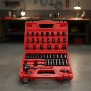 Jeu de douilles à chocs Vevor 50 pièces, 3/8 pouces, profondes et peu profondes, SAE et métriques, en acier Cr-V, avec rallonges 3-6 pouces, modèle D0100XFPT07 - Product Image 2