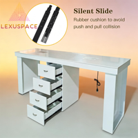 Table de manucure moderne pour technicien de salon avec collecteur de poussière, table de soin des ongles de luxe à double plateau en marbre
