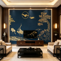 Papier peint 3D en feuille d'or de luxe léger, toile murale sans couture pour fond de salle de thé, club, tête de lit de chambre d'hôtel