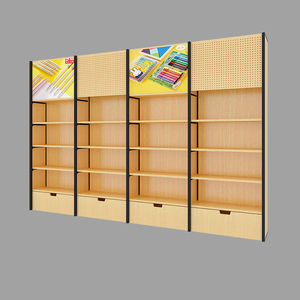Estantería de diseño para papelería de tienda completa, expositor multifunción, vitrinas de exhibición de acero y madera para librerías y boutiques - Product Image 1