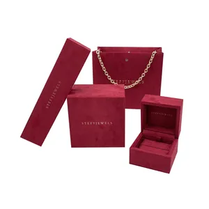 Elegante Großhandel Verpackung Samt Schmuck Box Ring Ohrringe Anhänger Armband Halskette Display Box Armband Verpackung