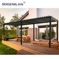 Rogenilan diseño moderno cuatro estaciones jardín inteligente al aire libre pérgola de aluminio con persianas