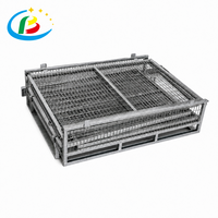 Conteneur en treillis métallique pliable pour chariot élévateur, accès facile en usine, entrée 4 voies, cage à palettes pour entrepôt, stockage logistique, 800 kg