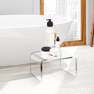 Tabouret de douche en acrylique transparent Thandes 25,4 D x 16 L x 16 H cm, étagère de rangement pour salle de bain, repose-pieds - Product Image 1