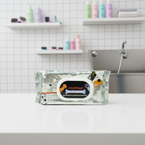 ผ้าเช็ดทำความสะอาดสัตว์เลี้ยงแบบไม่มีกลิ่น ปราศจากสารก่อภูมิแพ้ |   กระดาษเคลือบมุกเนื้อนุ่ม 50 แกรม 80 แผ่นต่อแพ็ค ขนาด 18*20 ซม. ปลอดภัยสำหรับลูก<span class=keywords><strong>สุนัข</strong></span>และ<span class=keywords><strong>ลูก</strong></span>แมวที่มีผิวแพ้ง่าย - Product Image 1