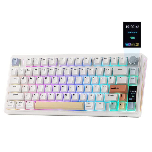 OEM ODM TH80 V2 PRO Wireless Gaming Keyboard with Screen Knob 10000mAh 24GhzBTUSBC RGB Hot Swap Custom Driver NKRO PBT Keycap